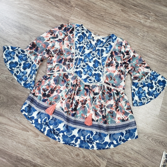 Vintage America Blue and Pink Floral Blouse - Picture 12 of 12